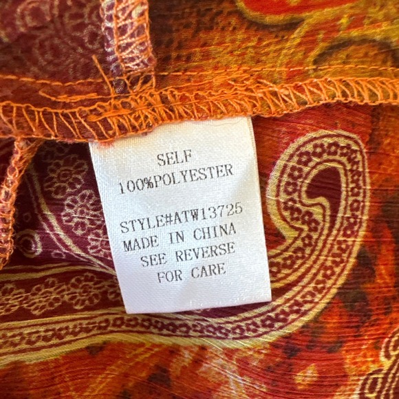 AndTheWhy Rust Oversized Paisley‎ Tie Front Top Large Pre-owned - Picture 5 of 6